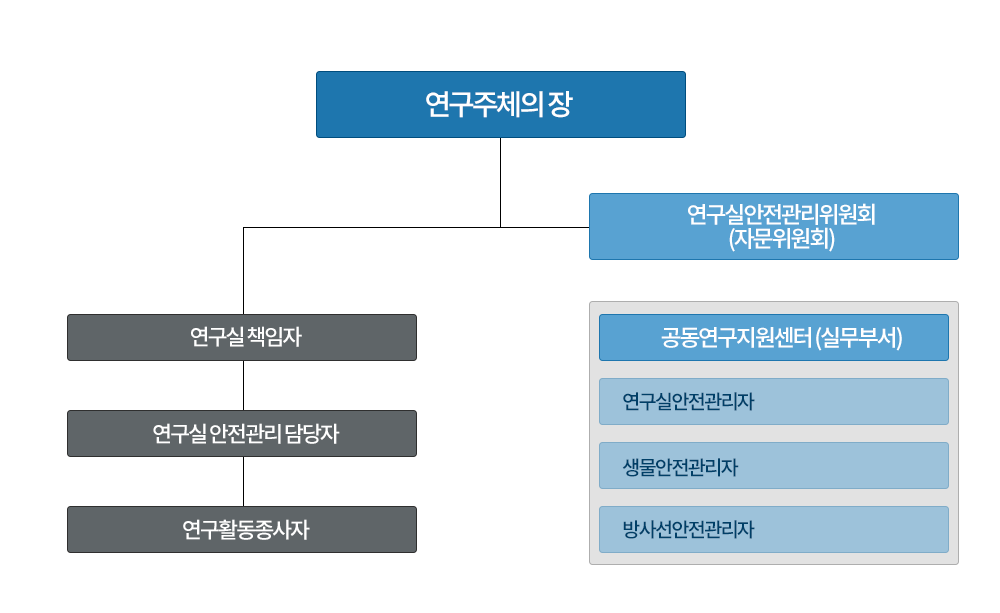 연구실 안전조직의 조직도입니다.